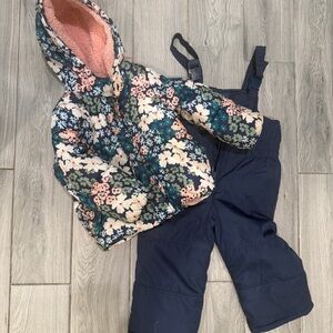 Carter's Floral Hooded Snow Set - Navy and Pink